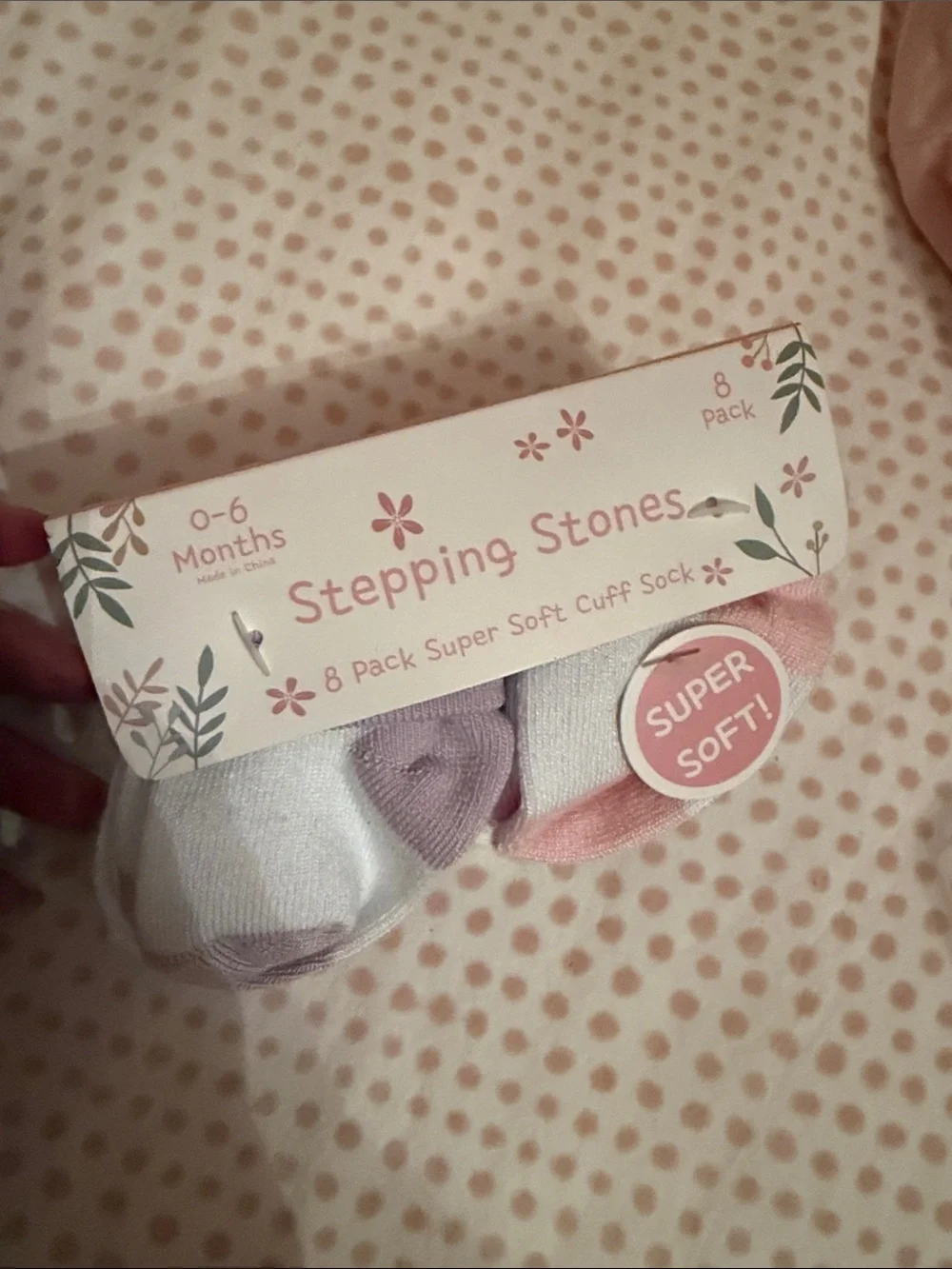 Stepping Stones Baby Socks - Pastel Pink & Lavender (0-6 Months) BRAND NWT